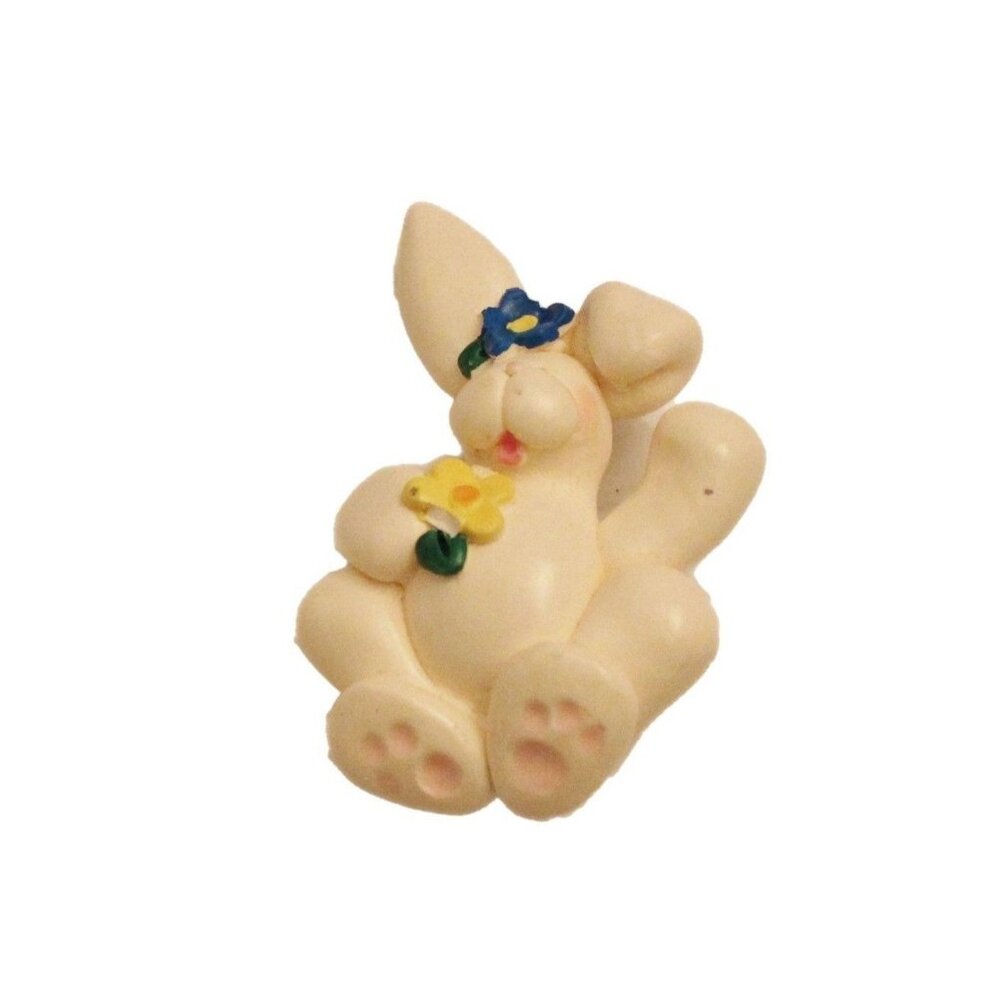 Vintage Cynda Rabbit Brooch With Floral Accents